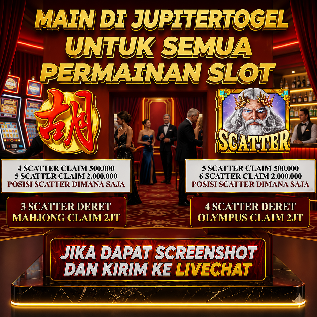 Poster ketentuan klaim scatter Mahjong dan Olympus JUPITERTOGEL